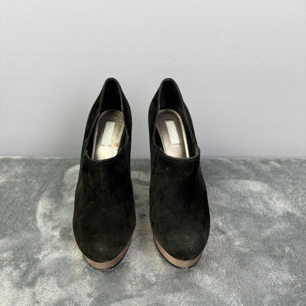 Rachel Rachel Roy Black Suede Metallic Rose Gold Platform Stiletto Shooties